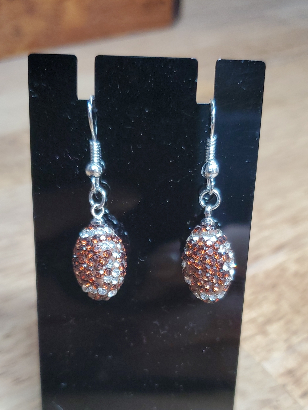 Sparkling Brown Football Crystal Drop Earrings - Women Jewelry